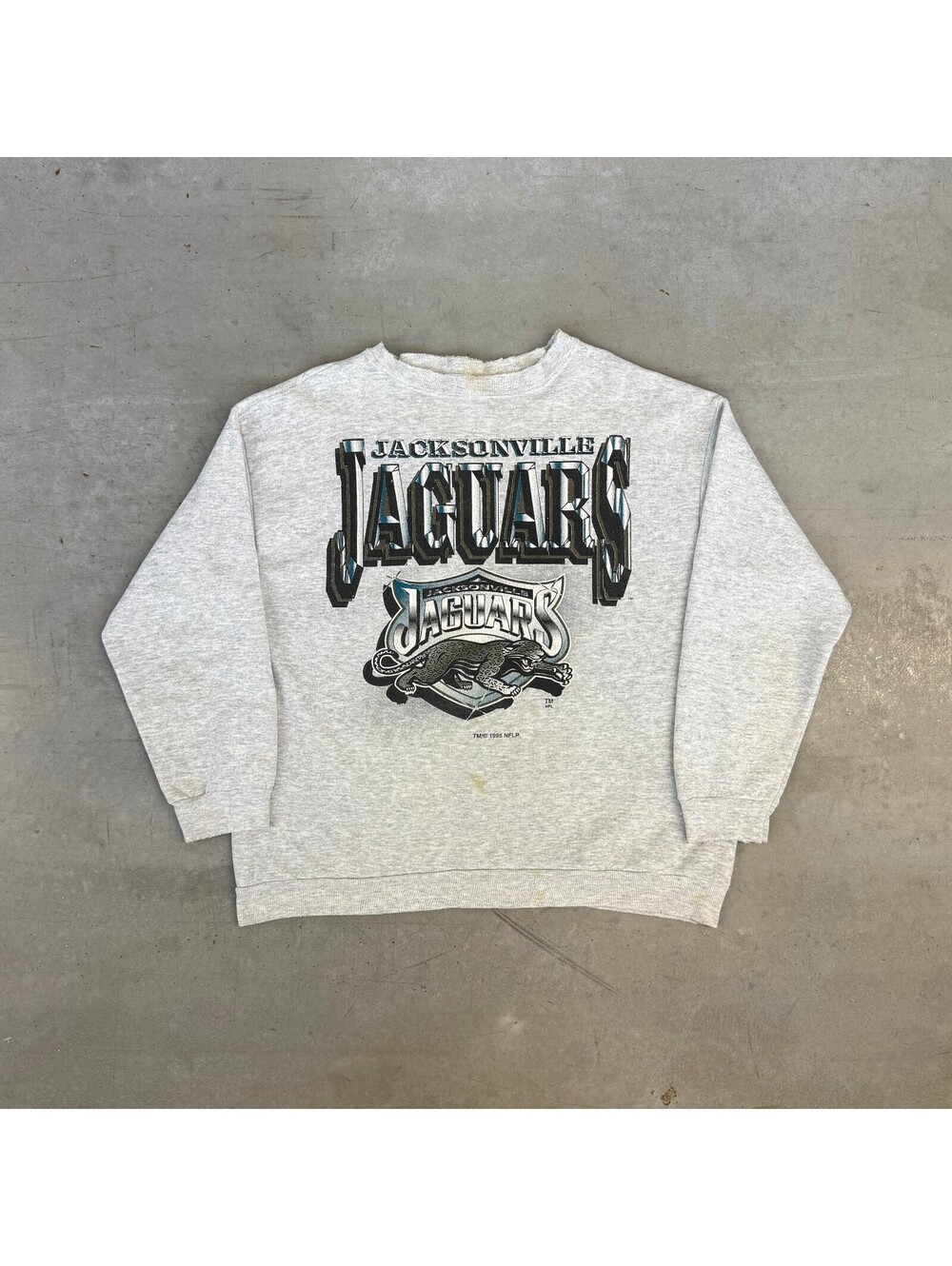 Vintage 1995 NFL Jacksonville Jaguars Logo 7 Graphic Flawed Sweatshirt Large